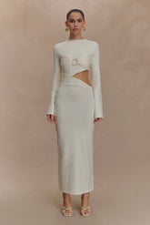 Azariah Long Sleeve Knit Midi Dress - Ivory