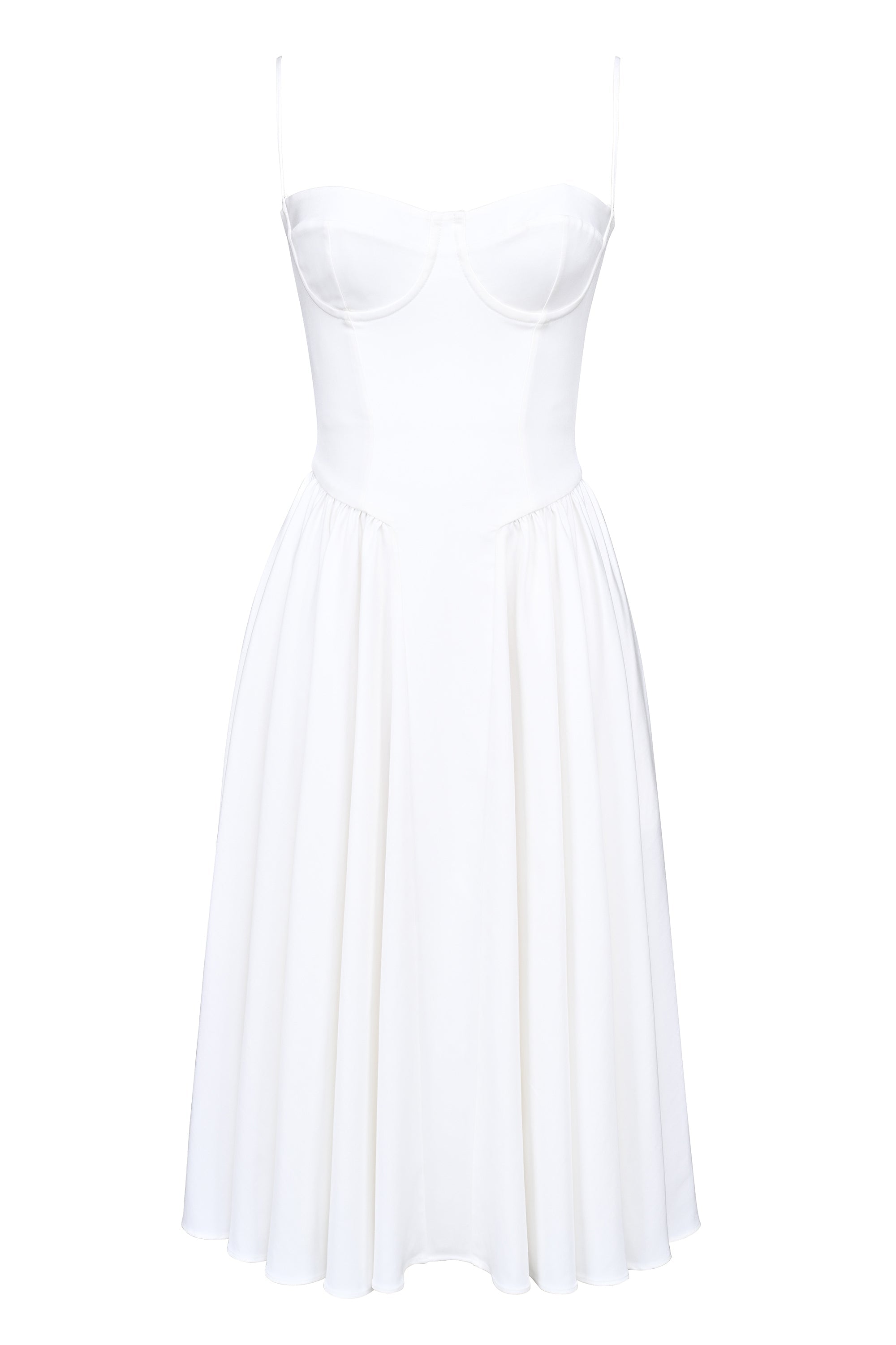 Samaria-White Corset Midi Dress